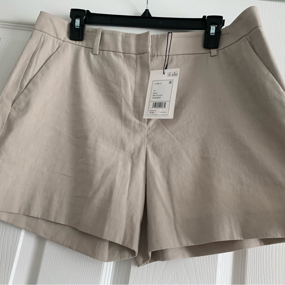 Theory Tan Bermuda Shorts Tailored Cotton Blend